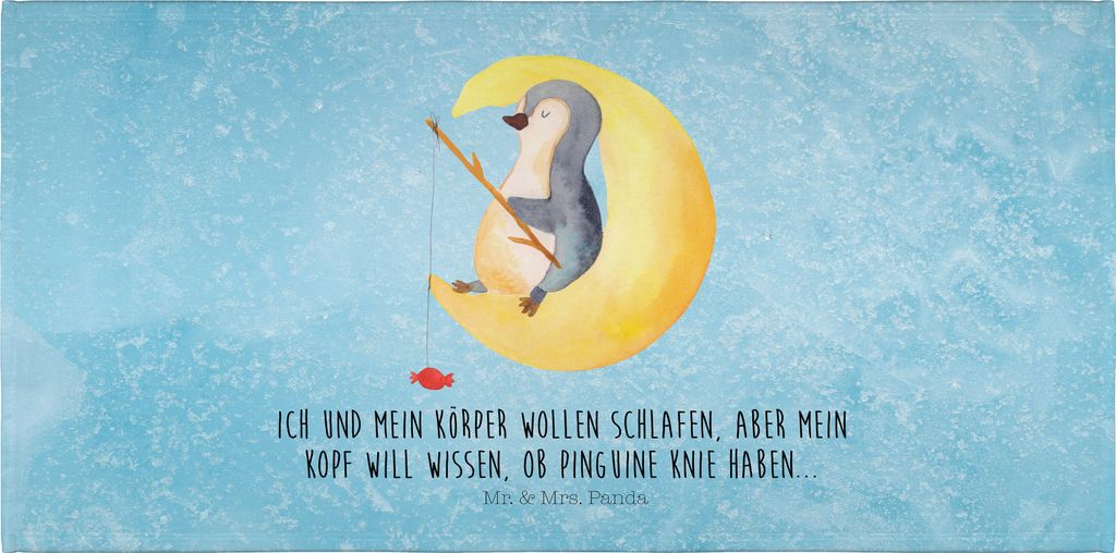Mr. & Mrs. Panda Handtuch Pinguin Mond - Eisblau - Geschenk, Angel, Frotteehandtuch, Flauschtuch, 50x100, kleines, Neugierig, frottee, schlafen, Pi...