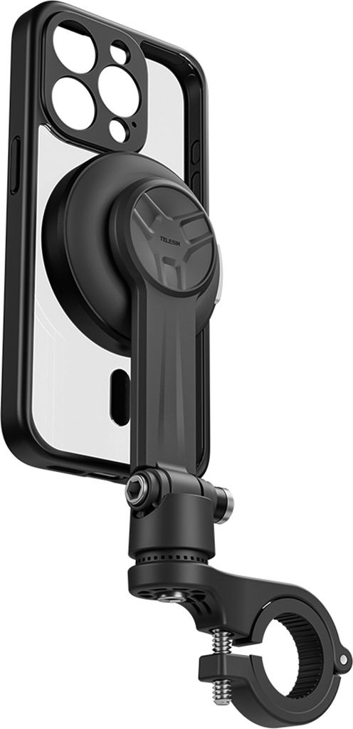 TELESIN Schnellverschluss-Telefonhalterung fuer Motorraeder, Fahrrad-Telefonhalterung, stossfester Lenker-Telefonhalter mit magnetischer Telefonhue...