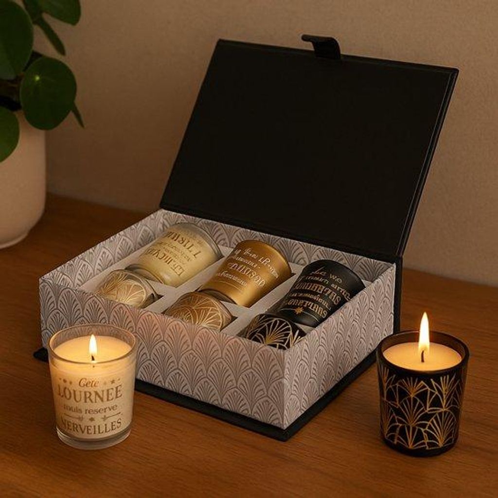 Geschenkbox mit 6 Duftkerzen – Luxus-Kerzengeschenkset für