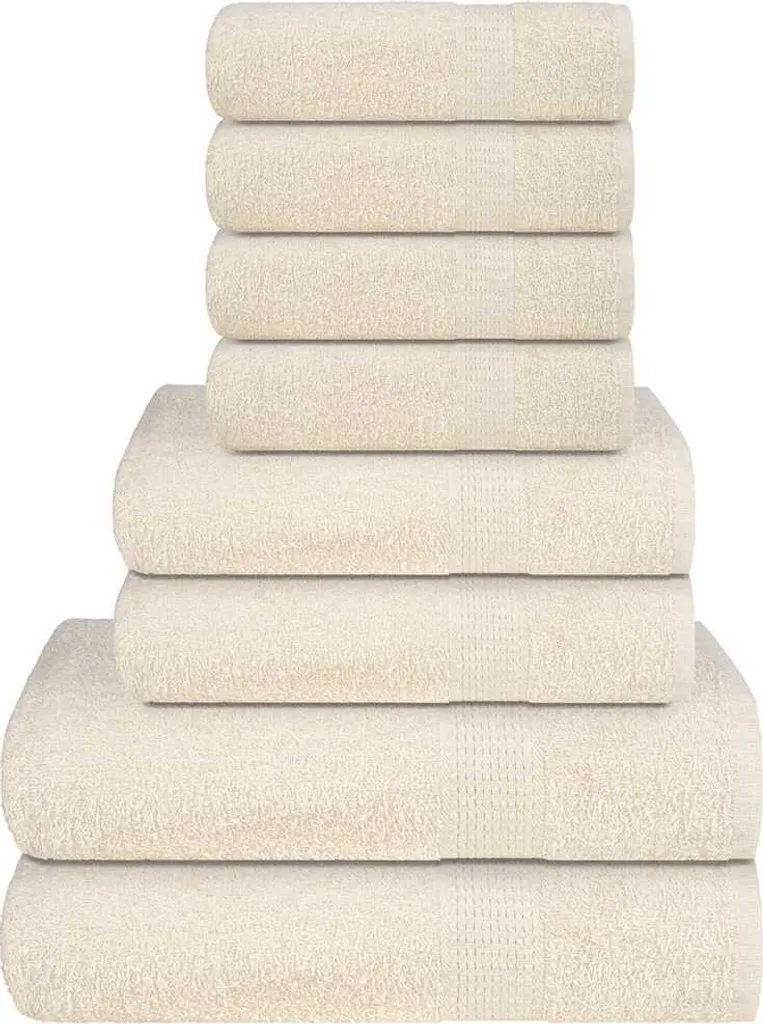 Set Asciugamani 8 Pezzi Crema Cotone 360g/m² | Arredo Bagno Zen
