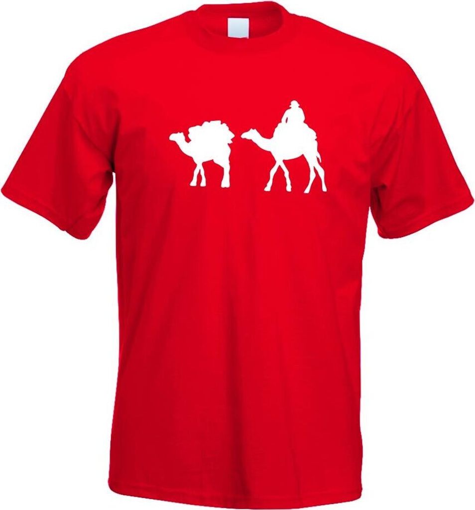 Kiwistar - T-Shirt - rot - Karawane - Kamele - Wüste Herren Funshirt Bedruckt Design Sprüche Spruch Motive - mit Motiv Bedruckt - Funshirt Design...