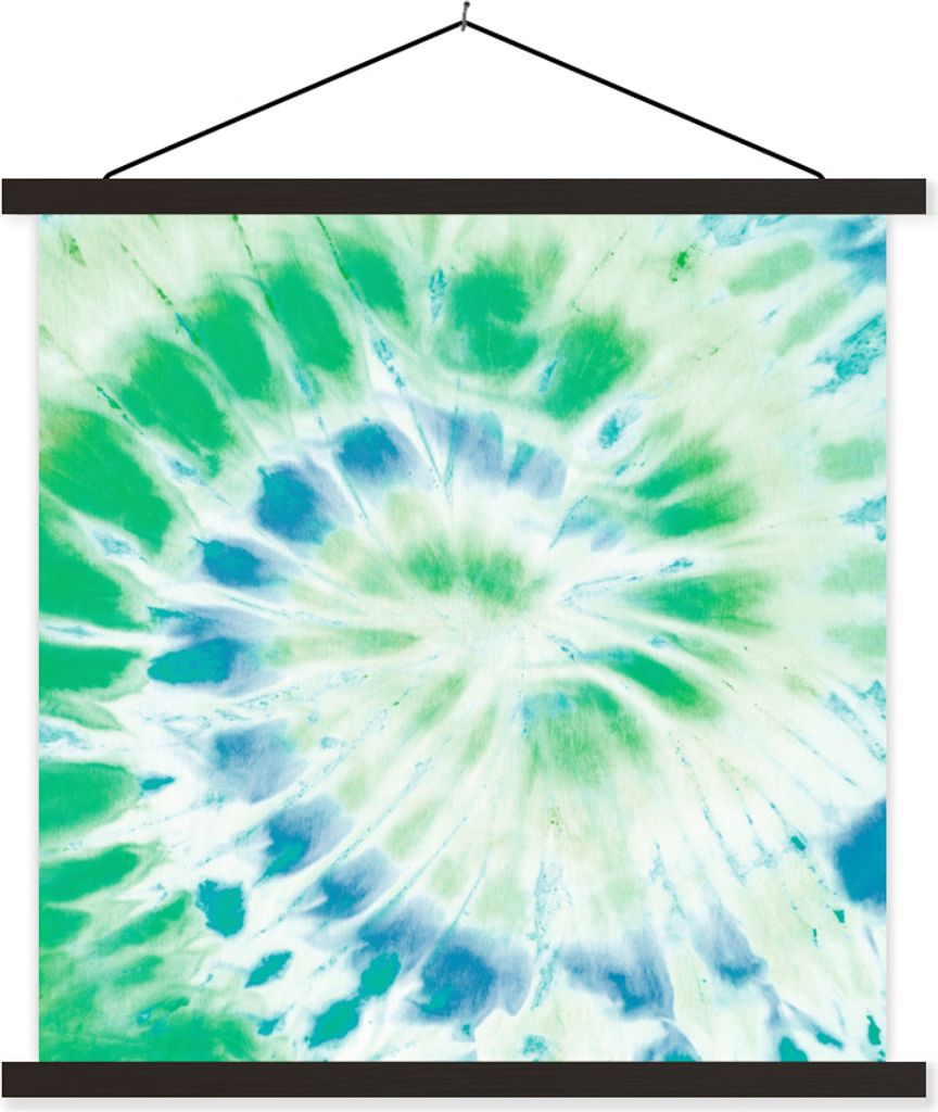 MuchoWow Textilposter Sommer - Krawattenfärbung - Grün 90x90 cm mit schwarzem Rahmen - Magnetisches