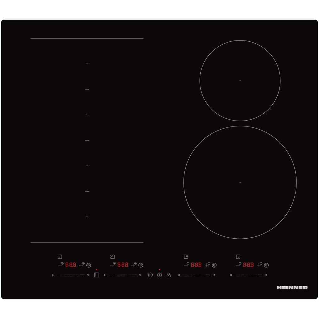 Heinner HBHI-M4ZB1FXSMTC Einbau-Induktionskochfeld, 4 Kochzonen, Boost, Touch Control, Schwarz