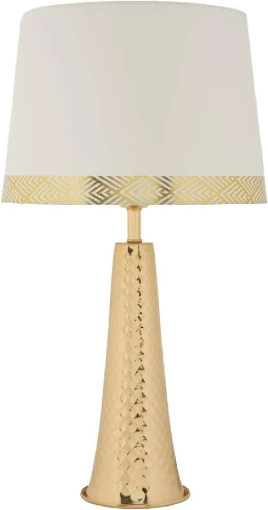 Lampe décorative Tower pour éclairage doux, fer doré et tissu blanc