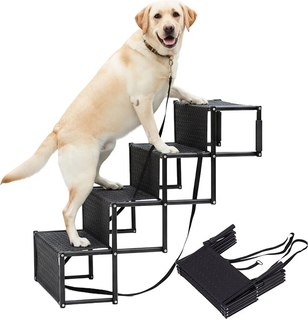 Rampe d'escalier pour chien senior pliable 4 marches charge 90 kg