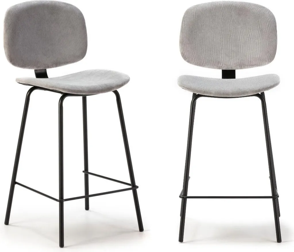 Tabourets en Velours Côtelé Doux et Pieds en Métal Design Industriel