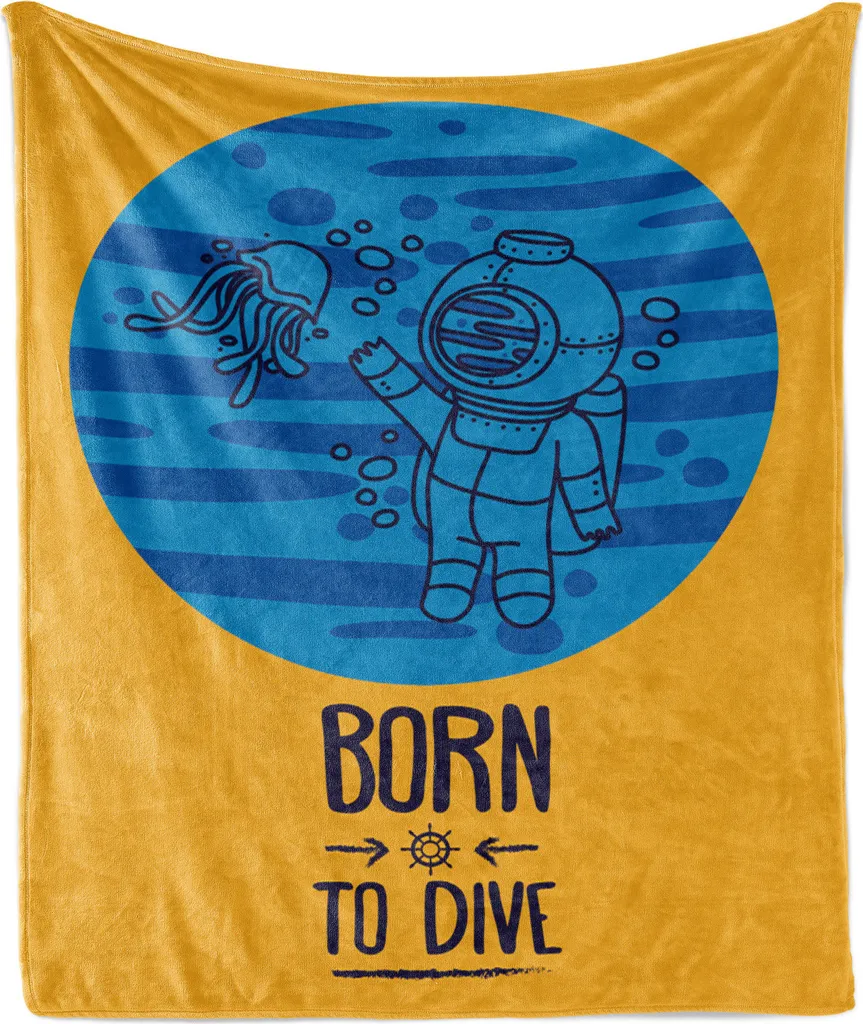 Coperta Subacquea ABAKUHAUS Born to Dive | Plaid 125x175 cm Blu Persiano
