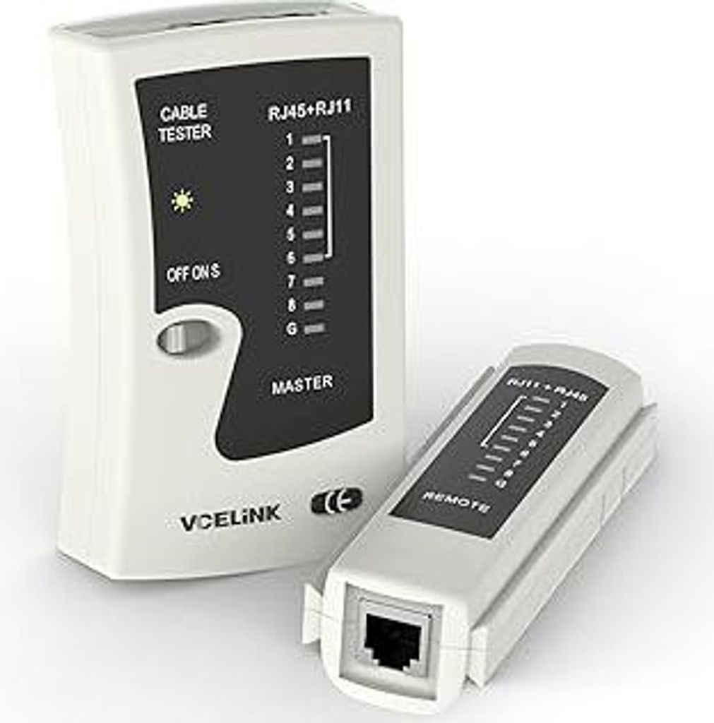 VCELINK Kabeltester, Netzwerktester Kabeltester für RJ45 RJ11 Kabel-Patchkabel-Leitungstester, LAN Tester, Telefon Kabelteser
