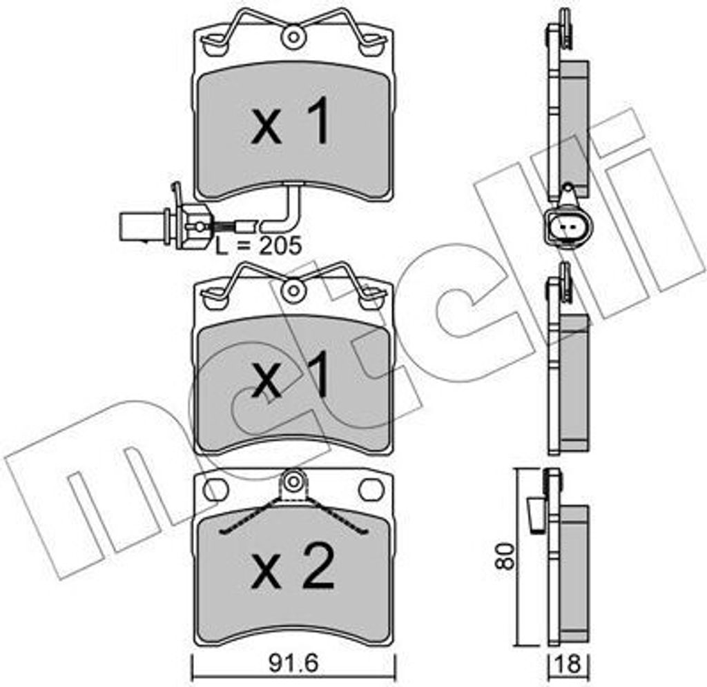 METELLI Bremsbeläge Satz Vorne Bremsklötze für VW Transporter IV Bus (70B, 70C, 7DB, 7DK, 70J, 70K, 7DC, 7DJ) 22-0163-2