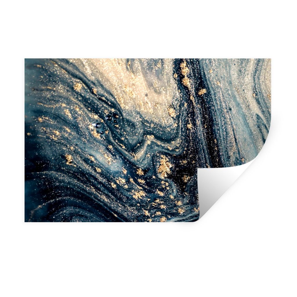 MuchoWow Wandtattoo Wandsticker Wandaufkleber Marmor - Farbe - Glitter - Gold 30x20 cm Selbstklebend und Repositionierbar - Wierderverwendbar - S...