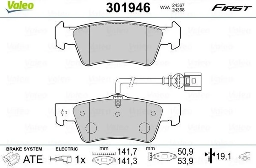 Jeu de plaquettes de frein à disque VALEO pour Volkswagen Transporter T5