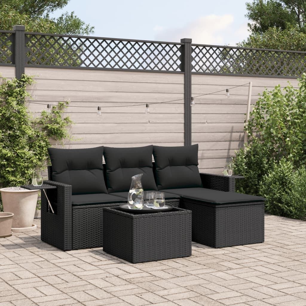 Maison Exclusive - 4-tlg. Garten-Sofagarnitur mit Kissen Schwarz Poly Rattan