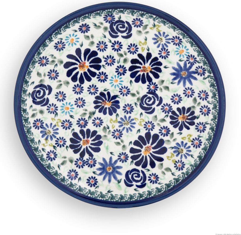 Original Bunzlauer Keramik Teller Ø19,5 cm Frühstücksteller Speiseteller Essteller Kuchenteller flach im Design DU126