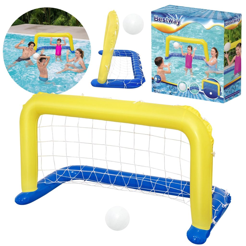 Badespielset für Kinder, aufblasbares Tor 142 × 76 cm für Wasserball inkl. Ball