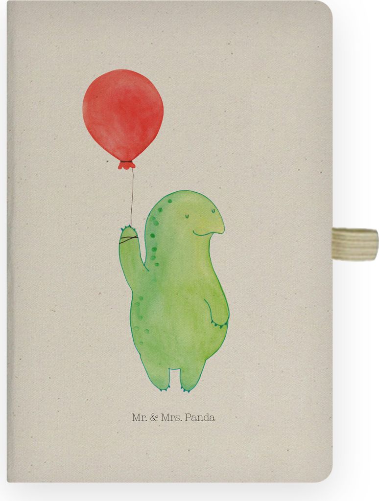 Mr. & Mrs. Panda Tagebuch Schildkröte Luftballon - Transparent - Geschenk, Motivationsspruch, Notizbuch kariert, Kladde, glücklich, Schildkröten...