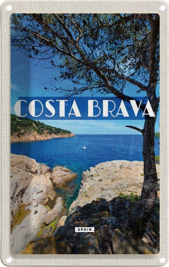 vianmo Blechschild 18x12 cm Costa brava Spain Meer Berge Bildmotiv Reisemotiv Abenteuer Reisen Urlaub