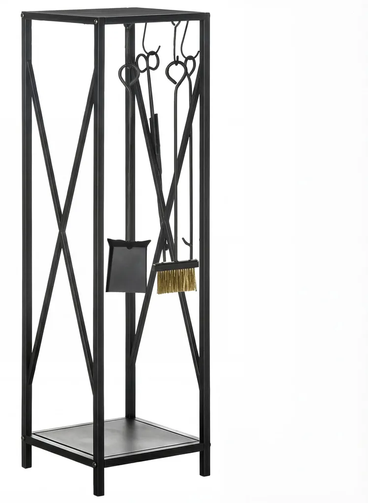 Range-bûches vertical noir pour éviter le désordre autour du feu 34 cm