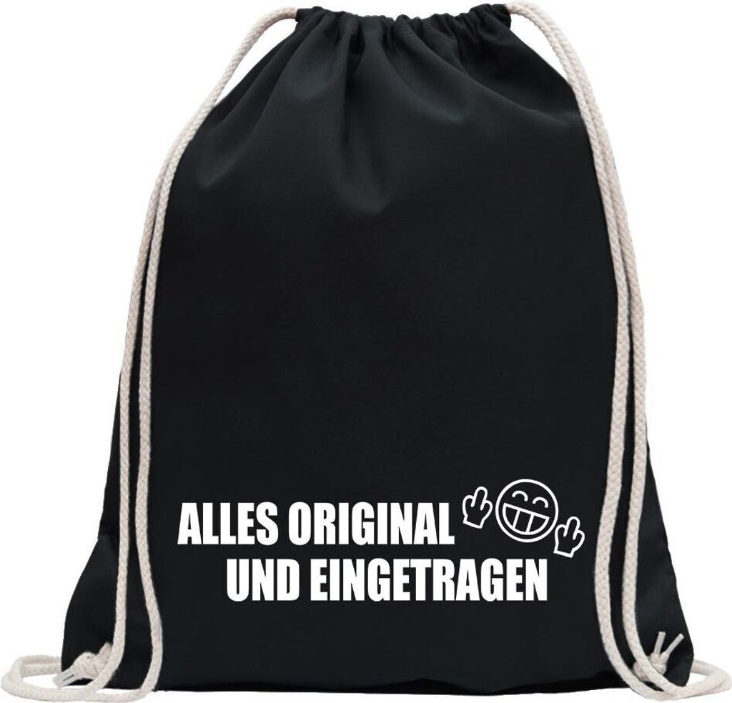 Kiwistar - Turnbeutel - schwarz - Alles Original und Eingetragen - Fun Rucksack Sport Beutel Gymsack Baumwolle mit Ziehgurt