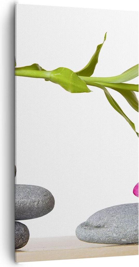 Bild auf Leinwand - Leinwandbild - Ruhig blume dekoration stein - 65x120cm - Wand Bild - Wanddeko - Leinwanddruck - Bilder - Kunstdruck - Wanddekor...