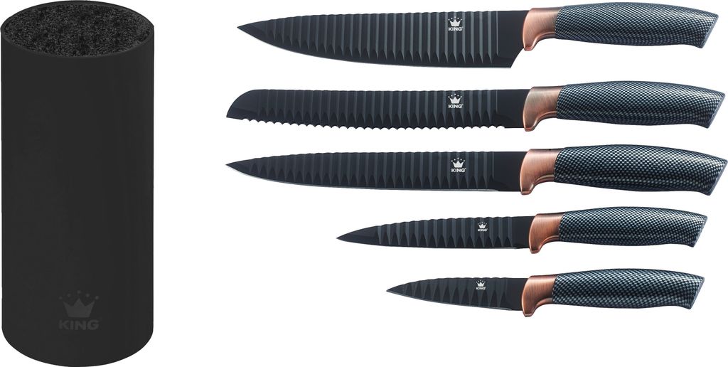 6tlg. Messerblockset KING® CARBON DESIGN Edelstahl Produktbild 2