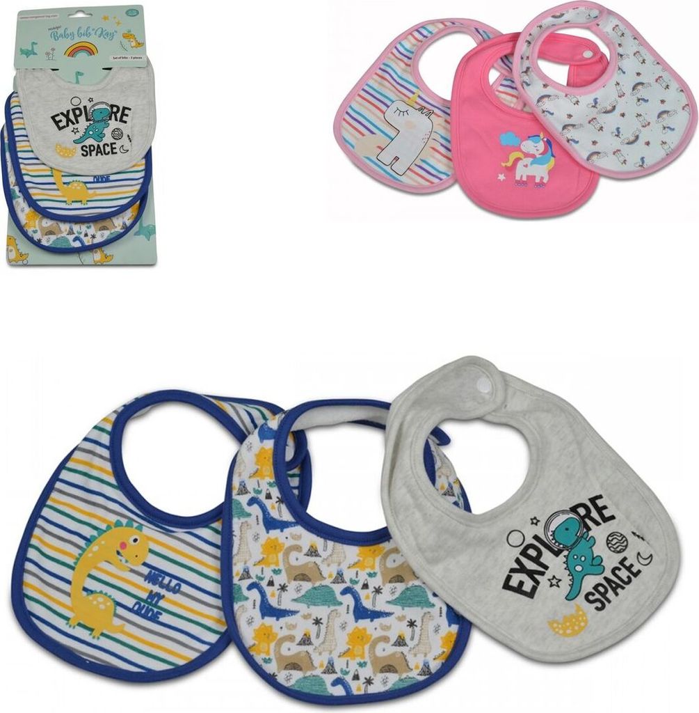 Cangaroo Babylatz 3er Set Kay Selbstverschluss, waschbar, wasserfest, ab Geburt blau