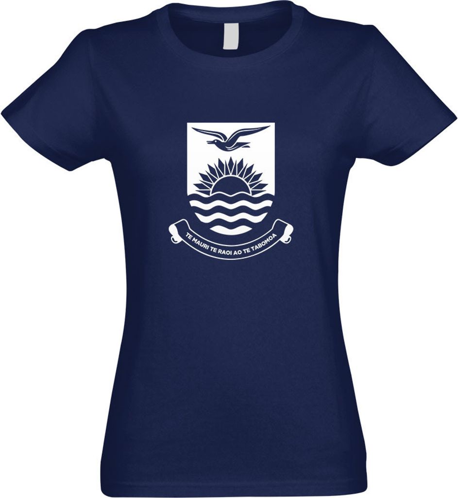 Kiwistar - T-Shirt tailliert - Damen - Navy - Kiribati Wappen - mit Motiv Bedruckt - Funshirt Design - Sport - Freizeit - Damen - XL