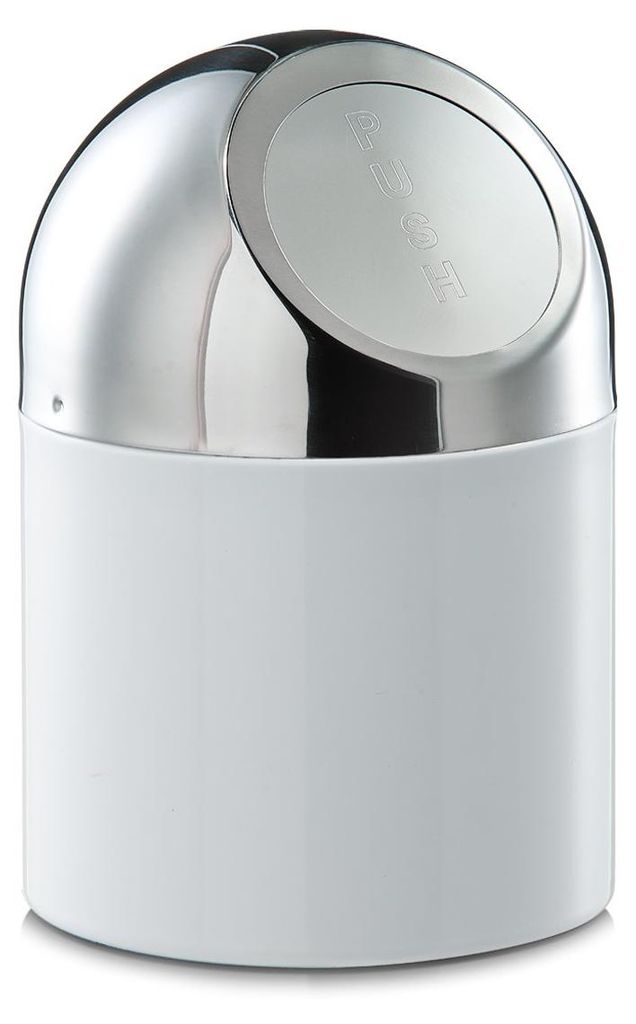 Zeller Poubelle de table, inox/métal chromé, blanc Ø12x18 Image du produit 