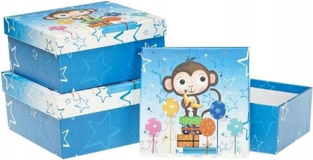 Geschenkbox für Kinder, 3er-Set, Affe, ROZETTE