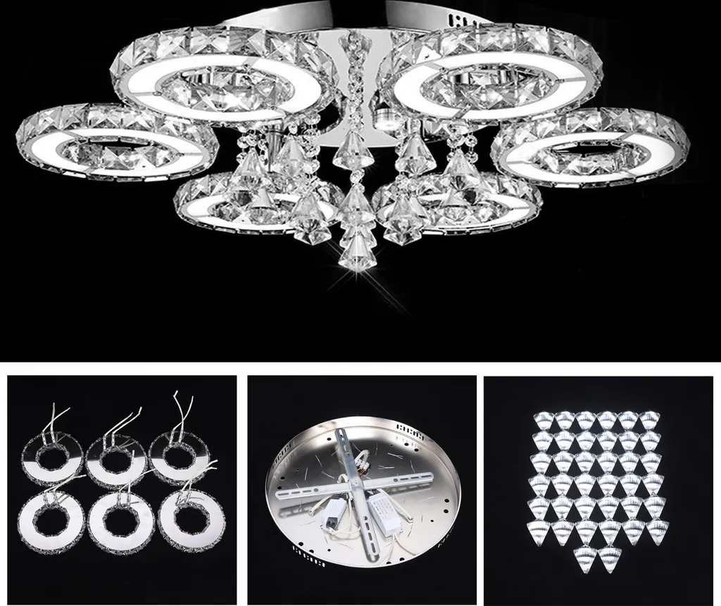 Plafonnier Moderne Cristal 88W LED - Suspension Idéale Salle à Manger