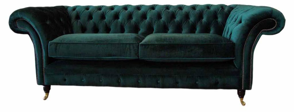 Chesterfield Polster 3 Sitzer Textil Couchen Sofa Dreisitzer Couch Samt