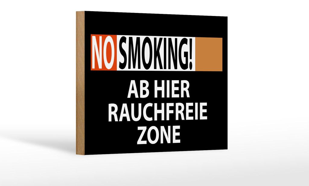 Holzschild Hinweis 18x12cm No Smoking Rauchfreie Zone