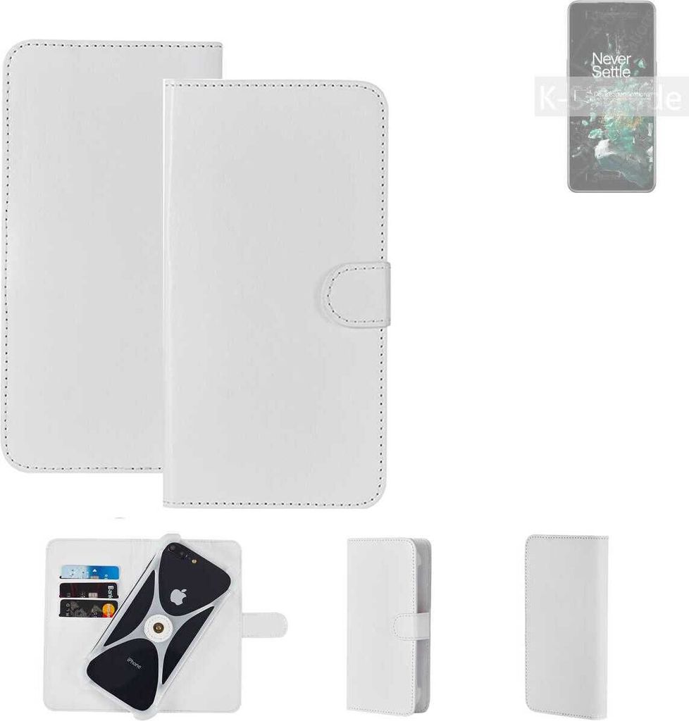 K-S-Trade Handy Hülle Schutz Hülle kompatibel mit OnePlus Ace Pro Cover Case Bookstyle Bumper weiß 1x
