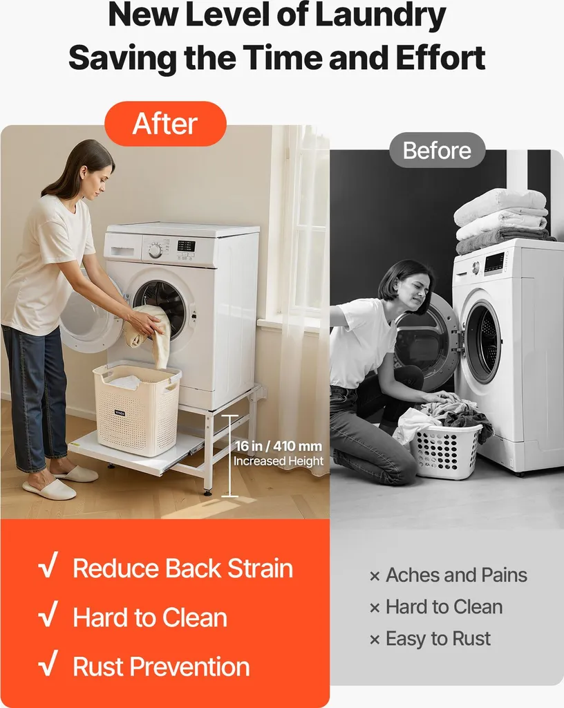 Réhausse de lave-linge en acier stable 318kg avec pieds antidérapants - 4
