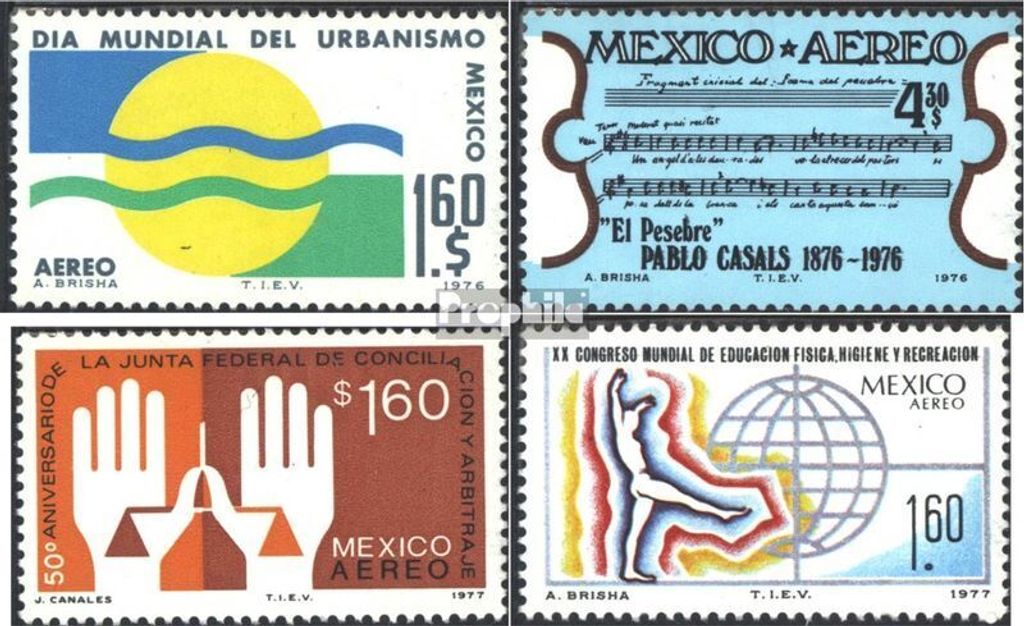 Briefmarken Mexiko 1976 Mi 1541,1547,1553,1567 (kompl.Ausg.) postfrisch Internat. Städteplanungstag