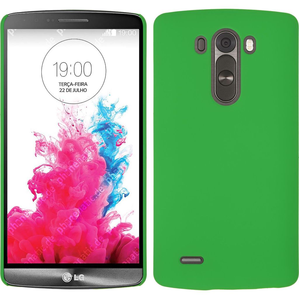 PhoneNatic Case kompatibel mit LG G3 - Hülle grün gummiert Hard-case + 2 Schutzfolien