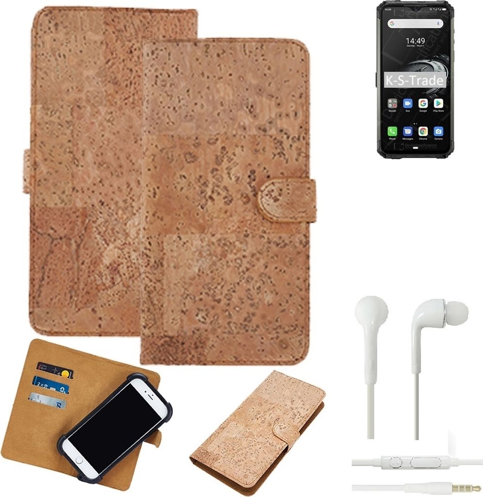 K-S-Trade Hülle kompatibel mit Ulefone Armor 7E + in ear Kopfhörer Kork Handyhülle Cover Schutzhülle TPU Case Bumper in Hellbraun, (1x)