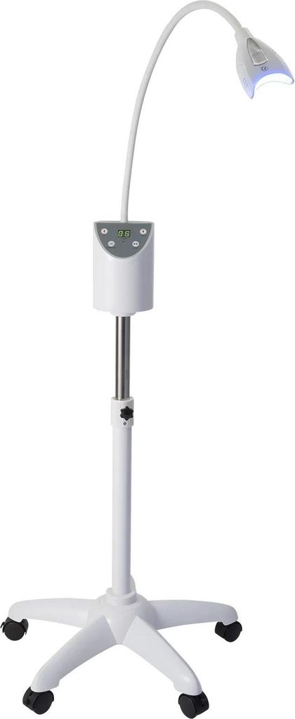 Zahnbleaching Lampe - Mobile LED-Aufhellungseinheit - 4 LEDs - Fernbedienung - Höhe & Winkel verstellbar - 42–50 cm - Weiß