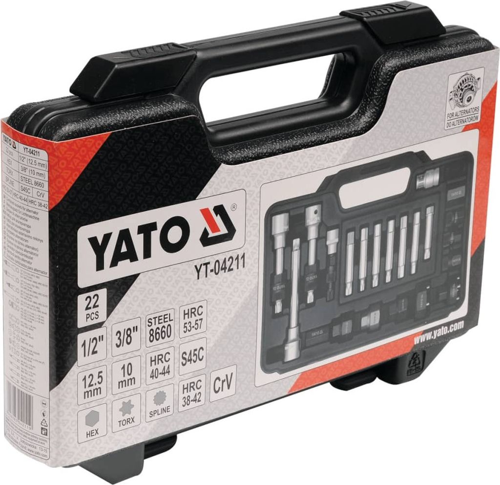 Yato YT-04211, 22 Stück(e), 12-Kerben-Flansch, Hex Produktbild 