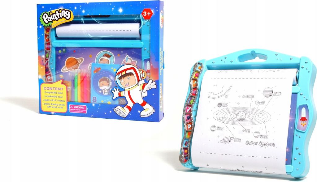 Malbrett Weltraum Kinder - 3m Papierrolle & Stifte Set - Kreatives Zeichenbrett Kosmos