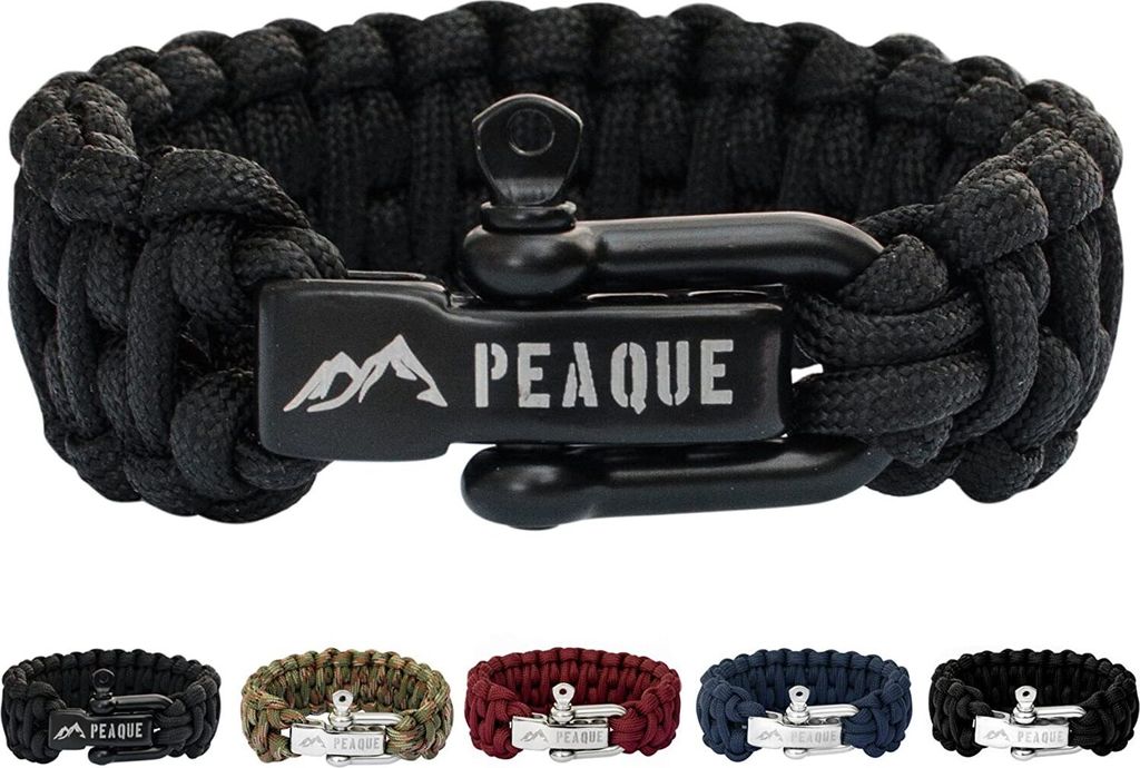 PEAQUE Survival Armband aus Paracord - Schwarz/schwarzer Produktbild 