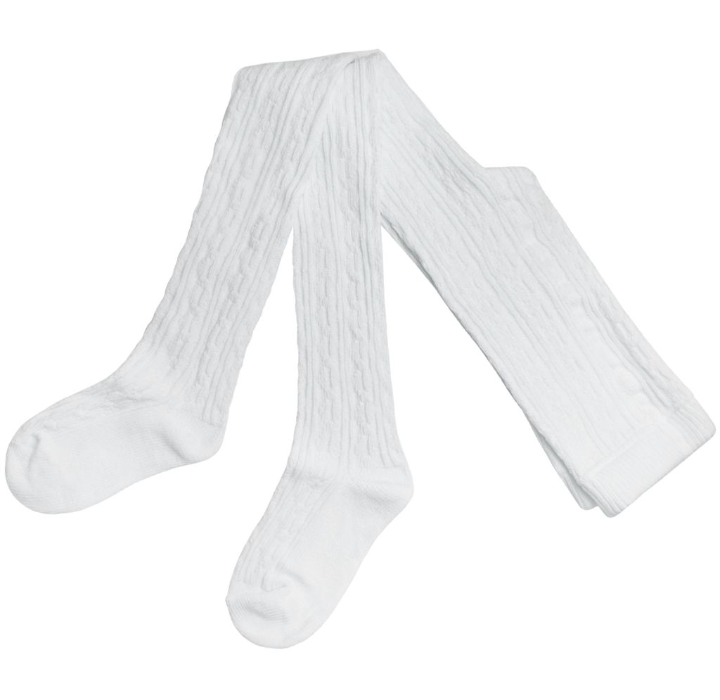 Damen Strickstrumpfhosen aus Baumwolle Trachten: Zopf Weiß Größe 42-44