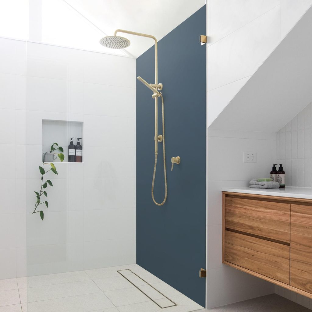Duschrückwand mit Motiv selbstklebend - 0.35 mm Wandpaneel wasserfest Design petrol Unifarben Badrückwand fugenlos Smart matt 90x200 cm