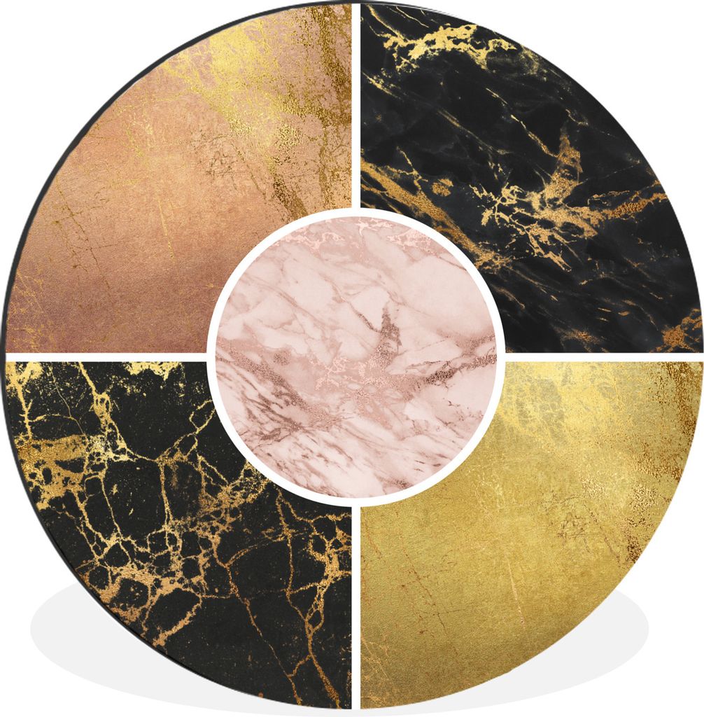 MuchoWow Aluminium Wandkreis Marmor - Gold - Luxus Ø 30 cm Wanddeko Modern Wohnzimmer - Wand Bild - Wohnzimmer - Runde Bilder - Alubilder - Kuns...