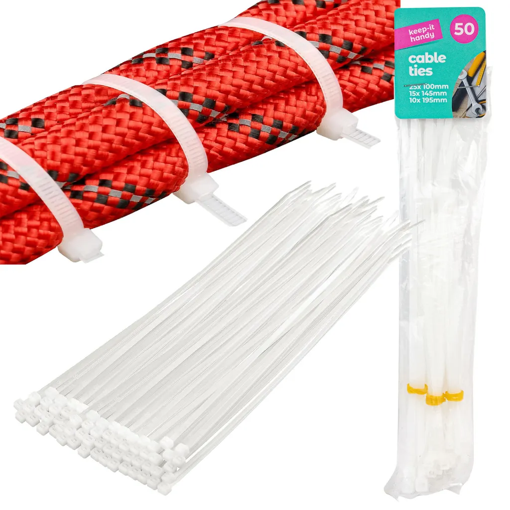 50 Fascette in Nylon Bianco per Giardinaggio e Supporto Piante