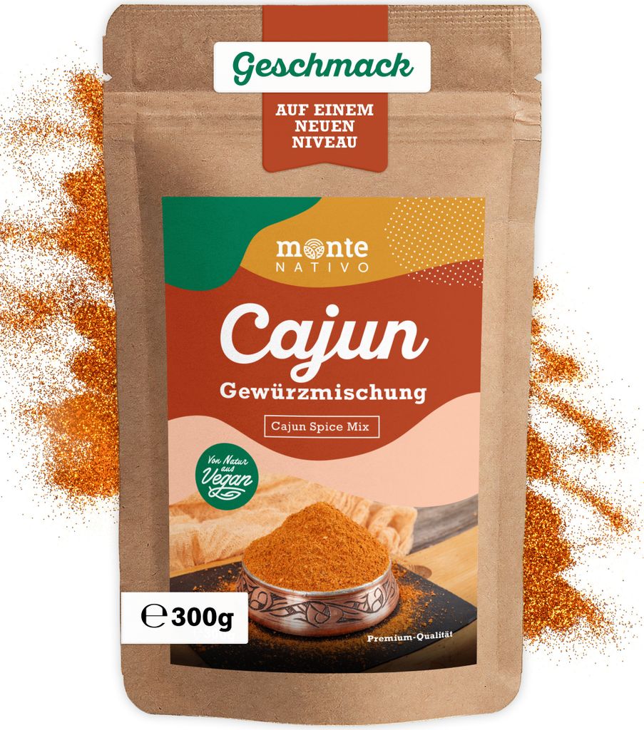 Cajun Gewürzmischung Monte Nativo (300g) - Schonend getrocknetes Cajun Gewürz Mix - Gewürzmischungen für die amerikanische Küche