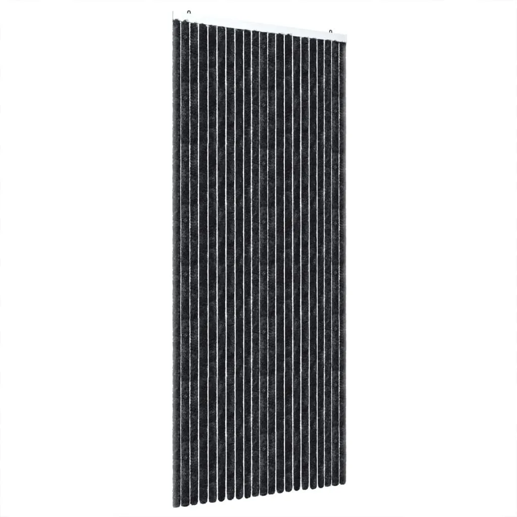 Rideau anti-mouches anthracite 100x200 cm en chenille douce et robuste