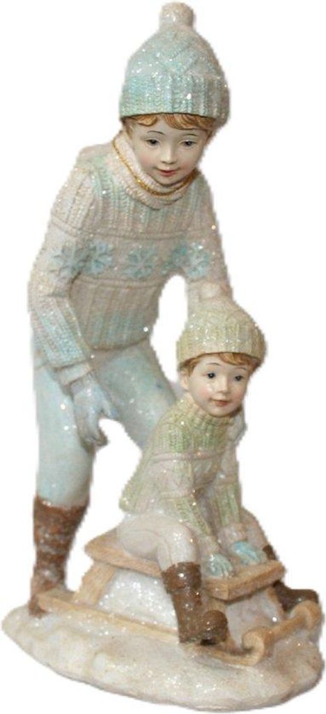 Goodwill Kinder auf Schlitten, cremefarben, Höhe 12,5 cm