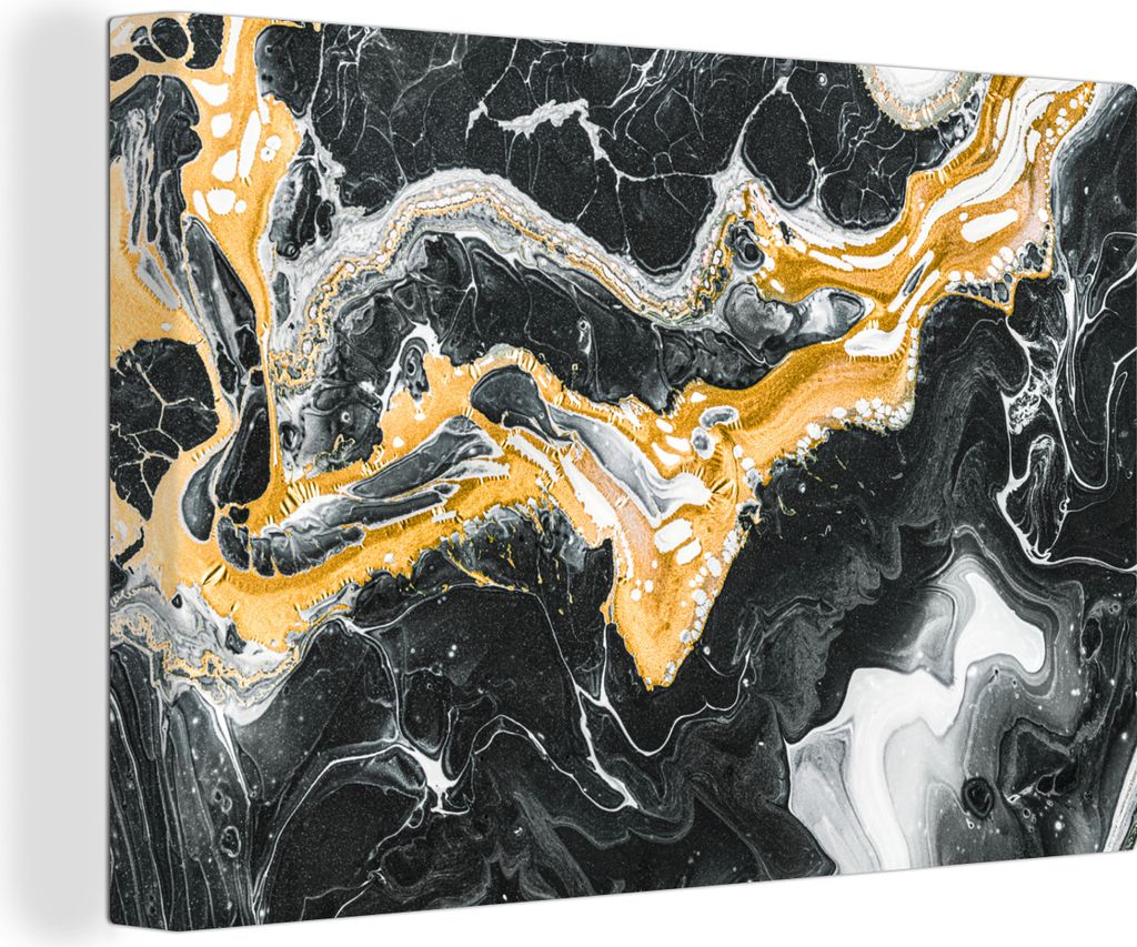OneMillionCanvasses - Leinwandbilder - 140x90 cm, Marmor - Schwarz - Glocken, Wandbilder Kunstdruck Wanddekoration - Foto auf Leinwand - Gemälde...
