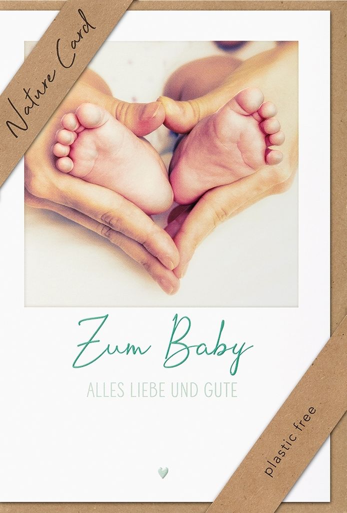 Geburt – Baby – Freudiges Ereignis – Nature Cards – unverpackt -Glückwunschkarte im Format 11,5 x 17,5 cm mit Briefumschlag - Babyfüße ...