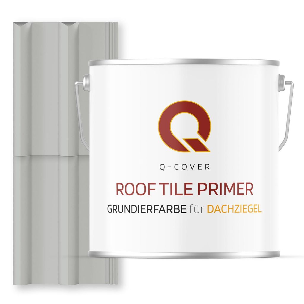 Grundierfarbe für Dachziegel Lichtgrau RAL7035 5 L | wetterfeste Dachbeschichtung | für Ziegel, Beton, Eternit | UV-beständig | Q-COVER